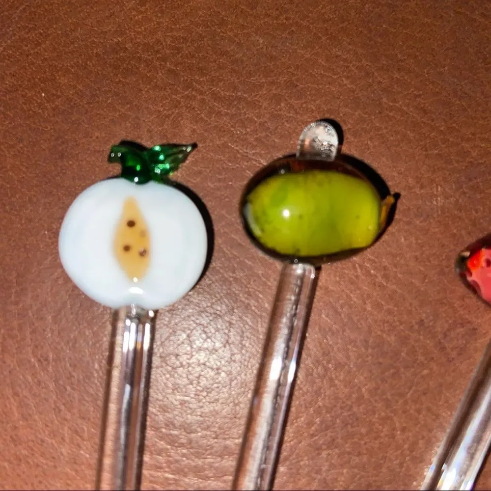 Various Glass drink stirrers and spears 10 Vintage - excellent condition
